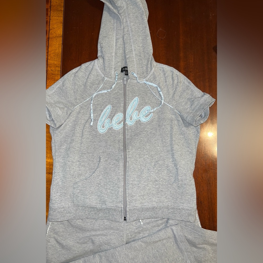 Vintage Bebe Y2K Gray Lounge Set Hoodie & Capri Pants - Picture 13 of 16